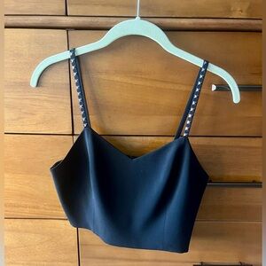 Alice + Olivia Thin Strap Crop Top in Black: Size 4